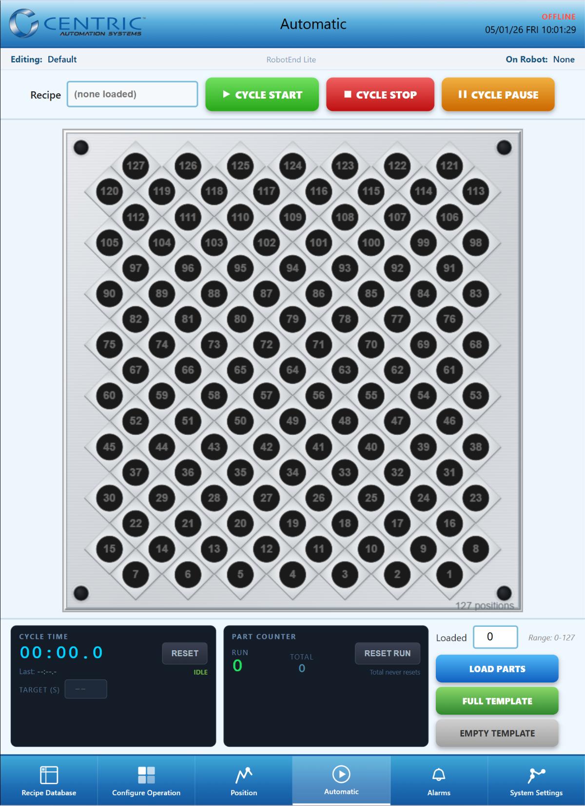 Robotend Lite HMI automatic mode